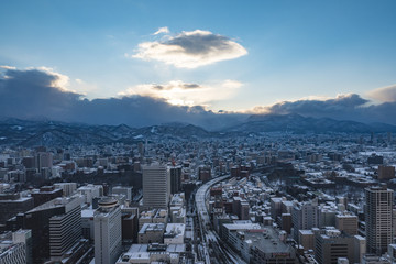 Naklejka na ściany i meble Cityscape of Sapporo, Japan