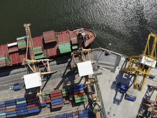 Container ship in import export and business logistic, International transportation, Business...