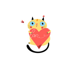 Vector in love cat with heart