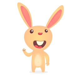 Cartoon Easter rabbit waving. Easter Bunny vector illustration