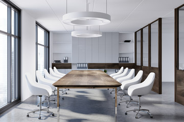 White boardroom room interior, white chairs