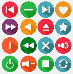 Flat media icons in white