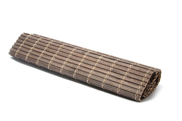 Bamboo mat on the white