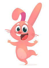 A vector illustration of cartoon  excited bunny rabbit hopping