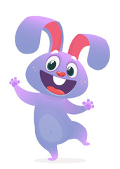 A vector illustration of cartoon  excited bunny rabbit hopping