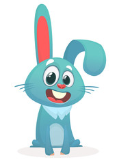 Cute cartoon bunny sitting. Forest animals. Vector illustration of a smiling bunny