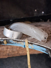 Old Burned Candle. Vintage scene