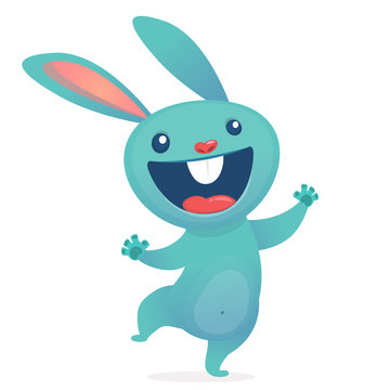 Cartoon cute rabbit  hoppig. Forest animals. Vector illustration