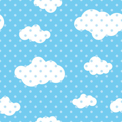 vector seamless repeating illustration of children's pattern of clouds