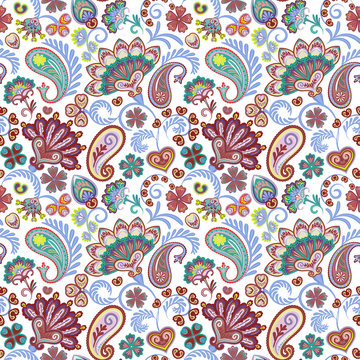 Paisley seamless hand draw vector pattern. Traditional Indian pattern for textiles, wallpapers, decor etc.