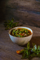 Traditional cuisine and recipe menu in Northern of Thailand.