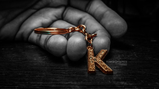 K Keychane and hand
