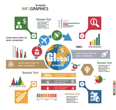 Modern infographics template, global business