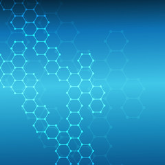 Geometric abstract background with connected line and dots. Structure molecule and communication. Scientific concept for your design. Medical, technology, science background. illustration.