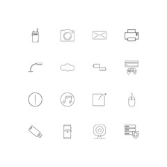 Devices simple linear icons set. Outlined vector icons