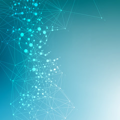 Structure molecule and communication. Dna, atom, neurons. Scientific concept for your design. Connected lines with dots. Medical, technology, chemistry, science background. illustration.