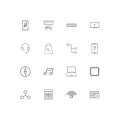 Devices simple linear icons set. Outlined vector icons