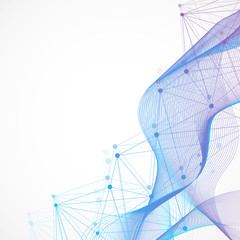 Geometric abstract background with connected line and dots. Structure molecule and communication. Scientific concept for your design. Medical, technology, science background. illustration.