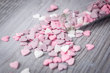 Obraz na płótnie Canvas Close view of sugar candy hearts