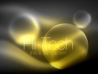 Blurred neon glowing circle, hi-tech modern bubble template, techno glowing glass round shapes or spheres. Geometric abstract background