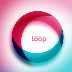 Loop circle business icon, created with glass transparent color shapes
