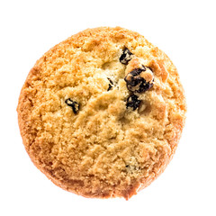 Danish butter cookies with raisins, butter cookie on white background