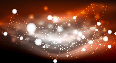 Obraz premium Shiny stars, neon glowing digital connected light dots