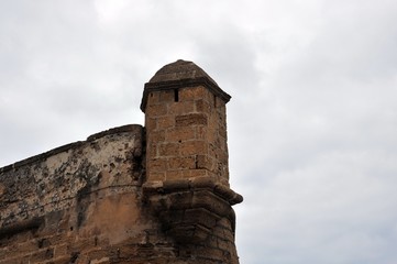 Fototapeta na wymiar Ancient fortress walls of the Spanish maritime city of Cadiz.