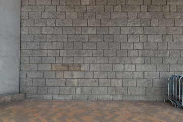 street wall background ,Industrial background, empty grunge urban street with warehouse brick wall