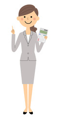 スーツの女性　電卓