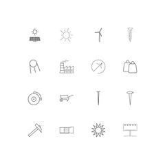 Industry simple linear icons set. Outlined vector icons