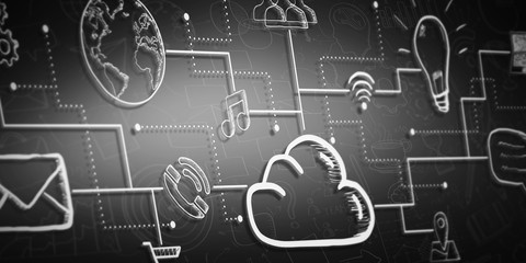 Hand drawn cloud mulitmedia sketch