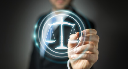 Businessman using law protection right 3D rendering