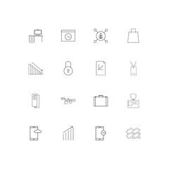 Fototapeta na wymiar Business simple linear icons set. Outlined vector icons