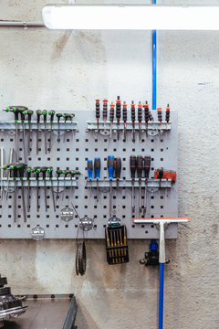 Tools of a mechanical workshop