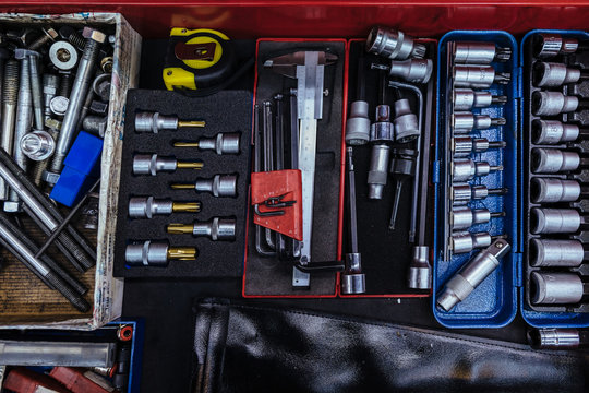 Toolbox in a mechanical garage