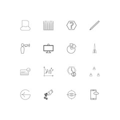 Business simple linear icons set. Outlined vector icons