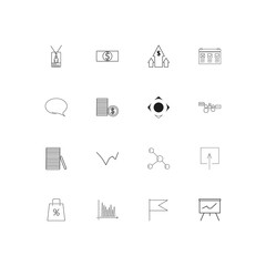 Business simple linear icons set. Outlined vector icons