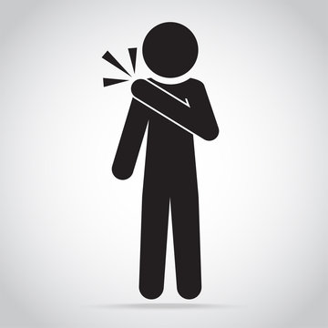 Man shoulder pain icon. Office syndrome icon sign illustration