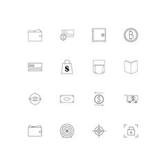 Banking, Finance And Money simple linear icons set. Outlined vector icons