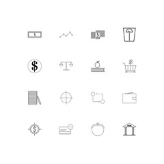 Banking, Finance And Money simple linear icons set. Outlined vector icons