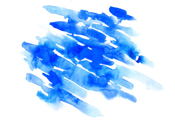 Blue colorful texture. Abstract hand drawn watercolor background.