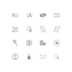 Banking, Finance And Money simple linear icons set. Outlined vector icons