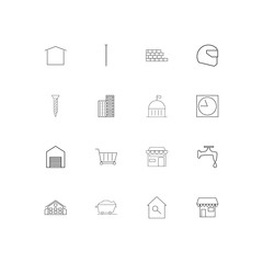 Buildings And Constructions simple linear icons set. Outlined vector icons