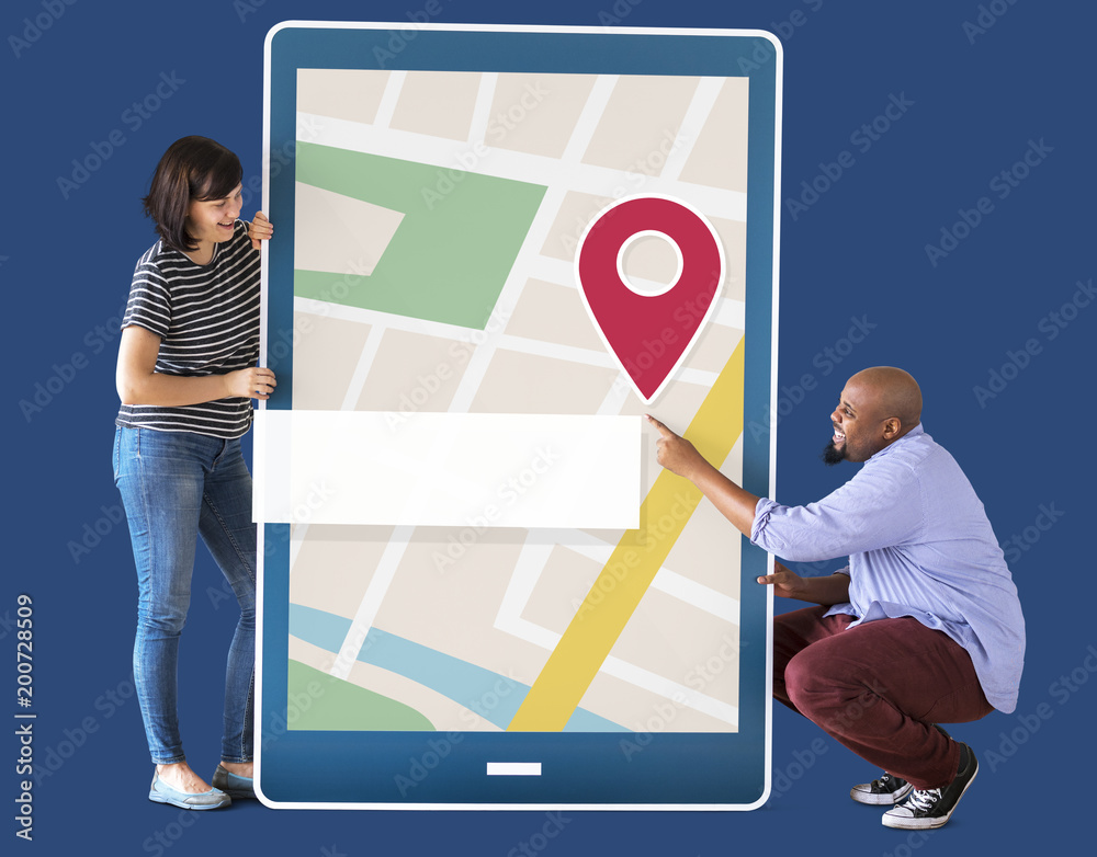Poster gps navigation map on digital device
