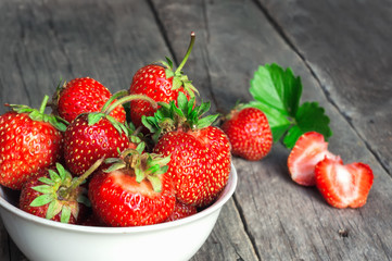 Ripe strawberry on farm. 