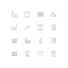Buildings And Constructions simple linear icons set. Outlined vector icons