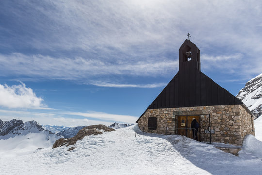 germanys highest chapel maria heimsuchung on the schneeferner near zugspitze mountain top