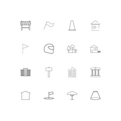 Buildings And Constructions simple linear icons set. Outlined vector icons