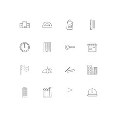 Buildings And Constructions simple linear icons set. Outlined vector icons